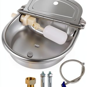 MYFAMIREA Automatic Waterer Stainless Steel Pet Water Bowl-0