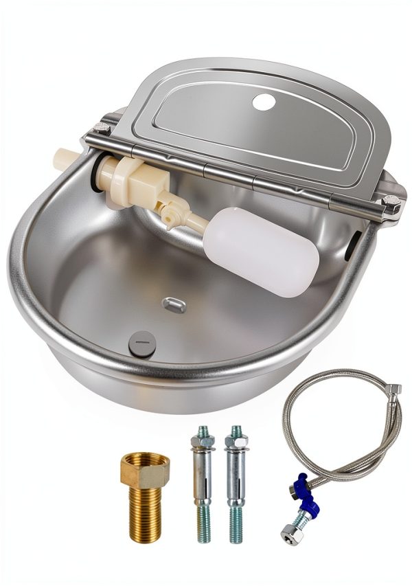 MYFAMIREA Automatic Waterer Stainless Steel Pet Water Bowl-0