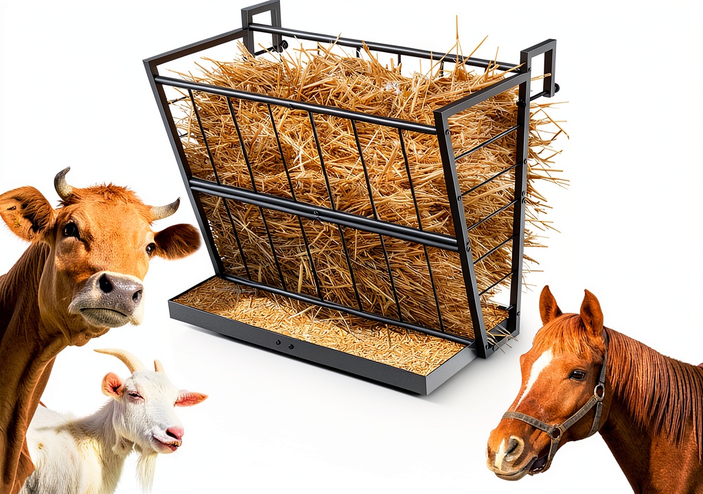 'Nananardoso wall-mounted hay rack installed in a barn stall'