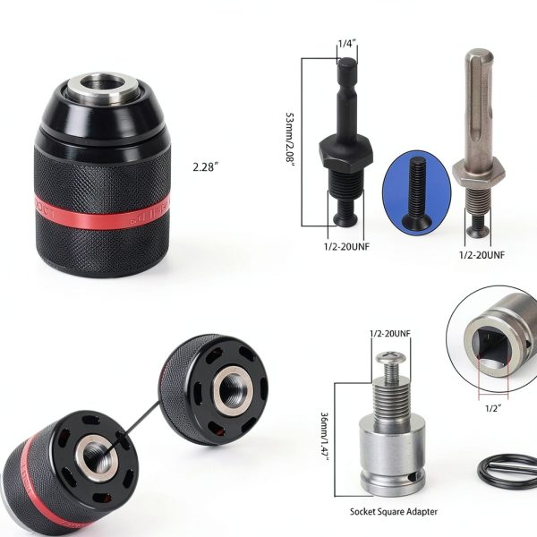 Keyless Drill Chuck Milwaukee 1 2 20UNF Tighten-3