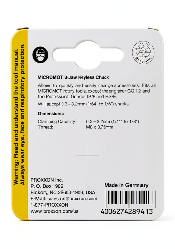 Proxxon 28941 MICROMOT Three Jaw Keyless Chuck , Black-2