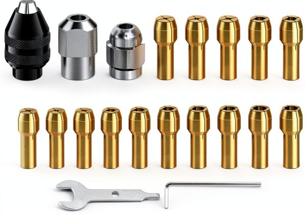 EMVANV Drill Chuck Collet Set 28pcs for Dremel 1/32‑1/8 Inch Change-1