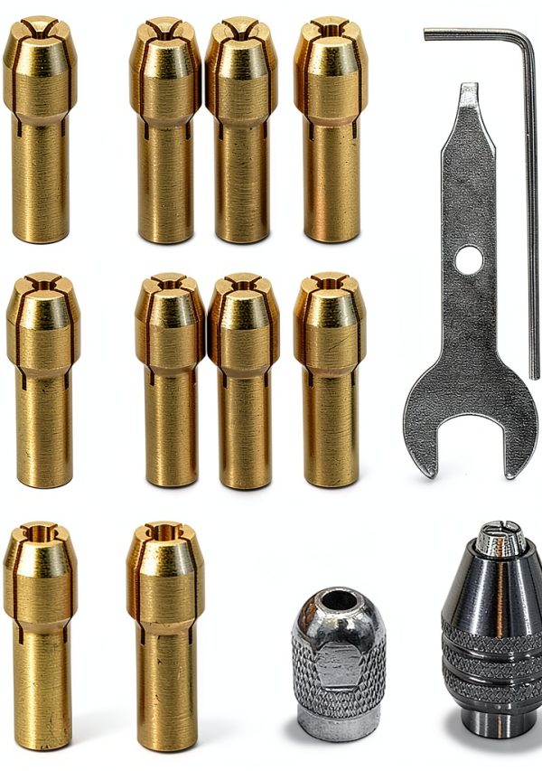 Drill Chuck Collet Set NIANNIAN 15Pcs for Dremel 1/32‑1/8 Brass-0